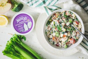 GARDEN AND GRAIN SALAD WITH CHEESY YOGURT DRESSING