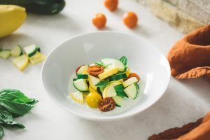 ZUCCHINI SQUASH SALAD WITH LOWFAT BASIL DRESSING RECIPE