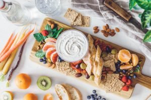 SNACK BOARD WITH GARLIC & HERB CREAM CHEESE SPREAD
