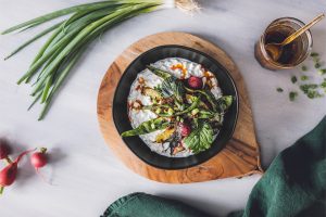 COTTAGE CHEESE AND GRILLED SICHUAN VEGETABLES