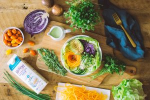 RAINBOW VEGGIE “NOODLE” SALAD WITH GREEN GODDESS DRESSING